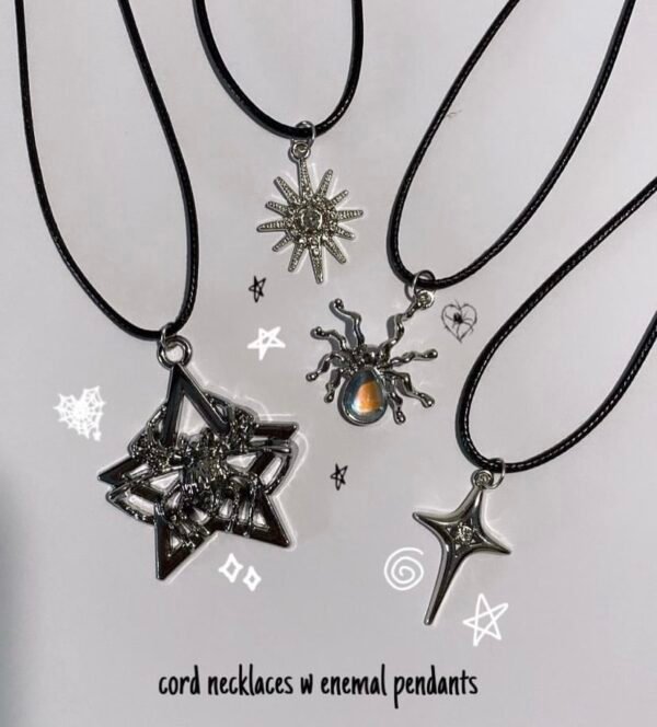 Cord Necklaces w Enamel Pandets