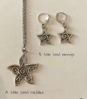 swirl necklace and earrings