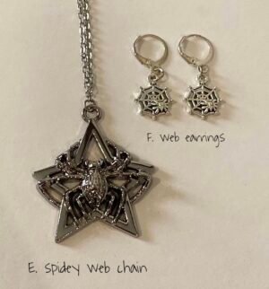 spider web necklace + web earrings